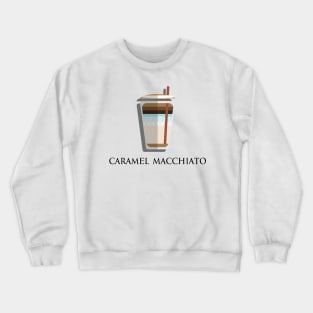 Iced Cold Caramel Macchiato coffee front view flat design style Crewneck Sweatshirt